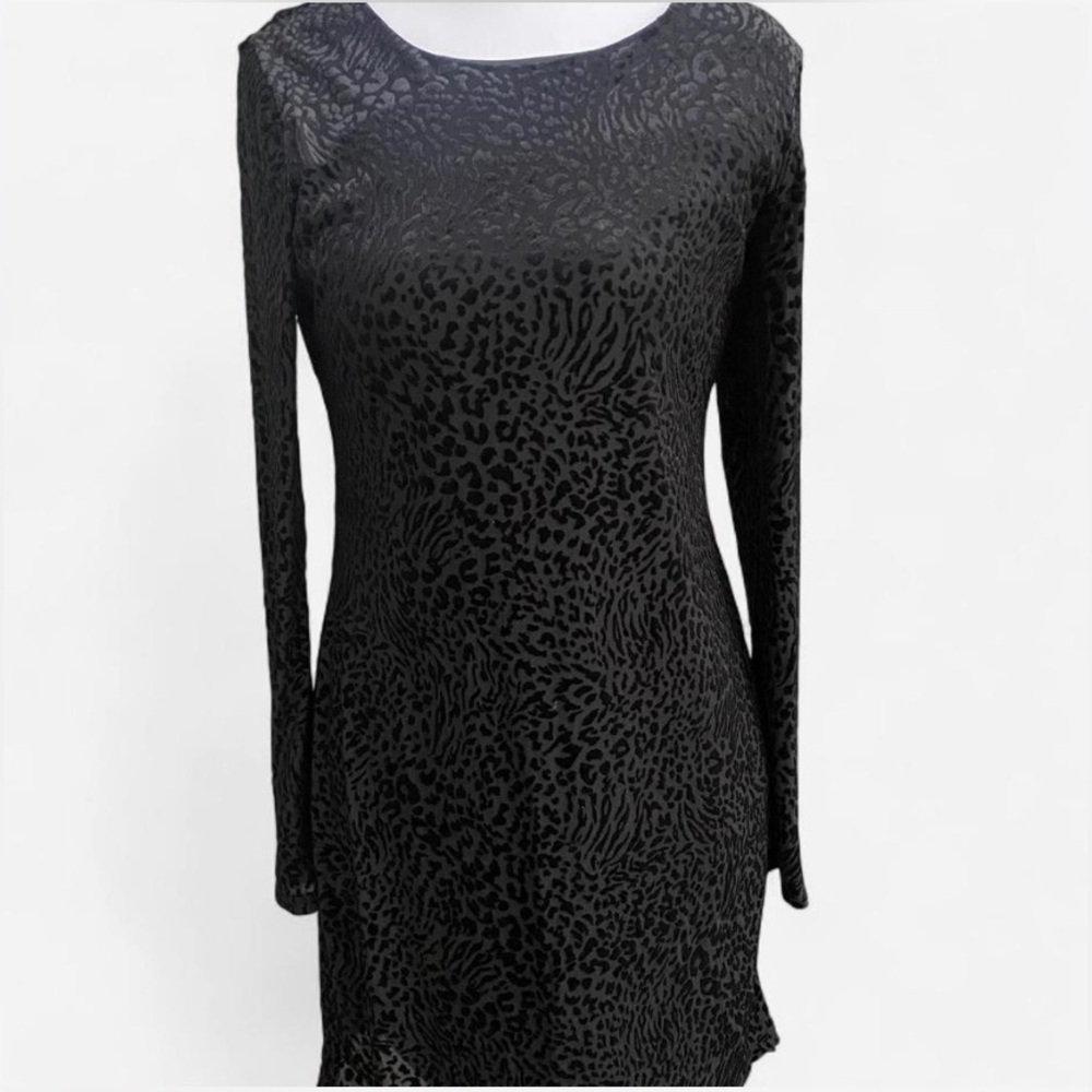 Black Velvet Animal Print Mini Dress
